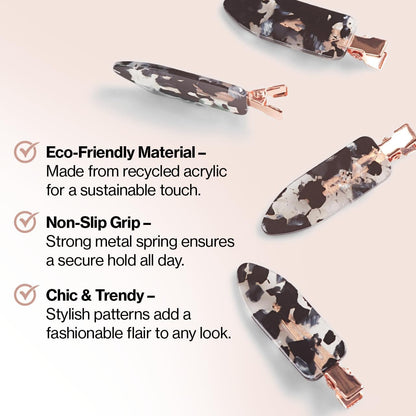 Kitsch Creaseless Hair Pins, No Crease Clips for Makeup and Styling, Stylish Pin Curl Clips, 4pc Set