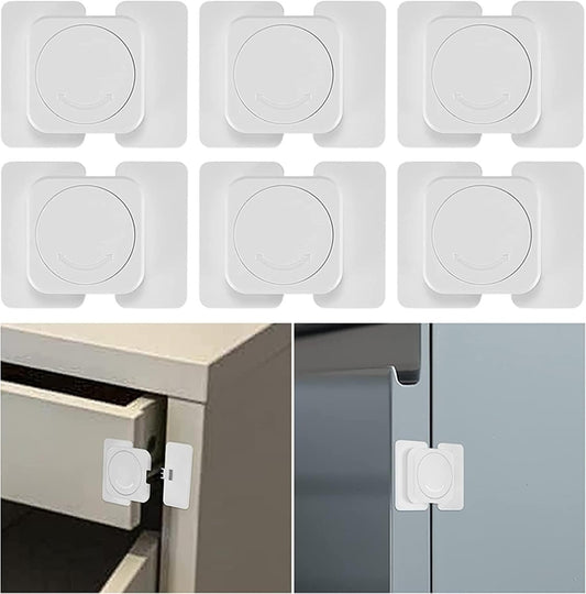 6 Child Safety Cabinets Locks for Fridge, Baby Proof Cupboard Locks, Drawer Lock for Fridge Kitchen Cupboards Closet Drawers Refrigerator Door Safety Strap Locks-with Strong and Removable Adhesive No Tools and Drilling Required (White)