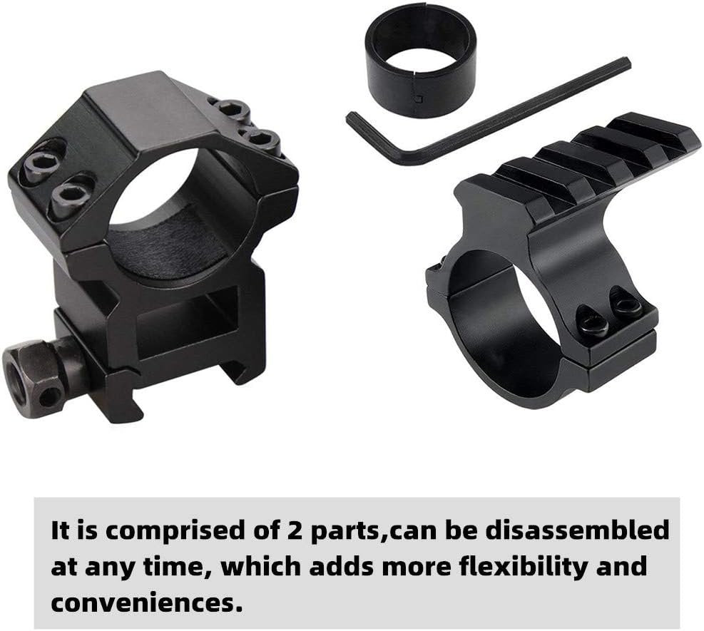 Weltool PM23 Flashlight Mount 1-inch / 30mm Riflescope Rings Barrel Clamp Mount with Picatinny Rail for Magnifiers, IR Flashlights,aim and Night Sight, Tactical Light (Heighten Space)