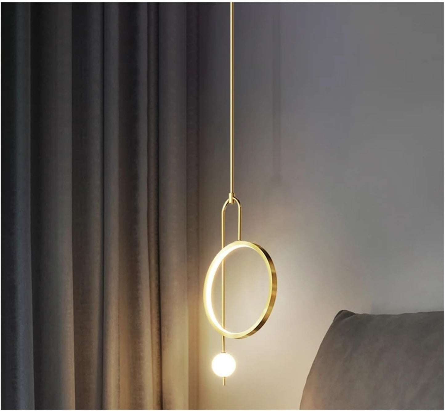 Generico LED Ring Pendant Light For Bedroom Bedside Warm Light Living Room Entrance Ceiling Hanging Lamp Decoration Lighting Bathroom Modern Lights