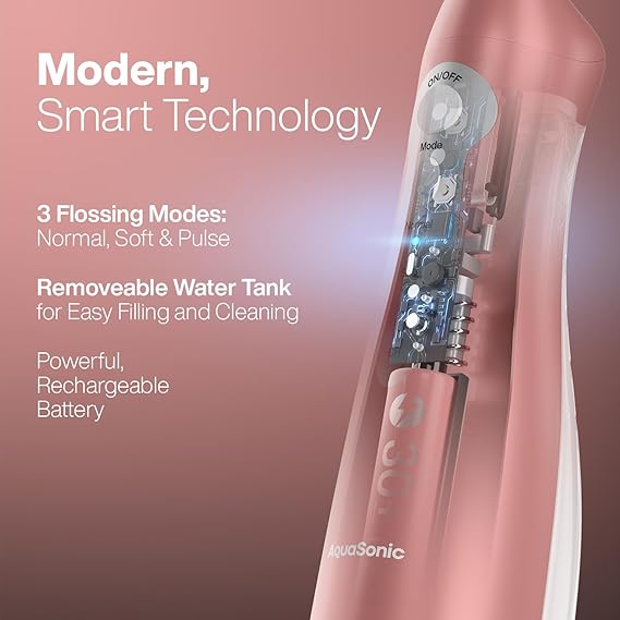 AquaSonic Water Flosser - Cordless Rechargeable Water Flossers for Teeth Cleaning - Waterproof Aqua Flosser, Portable Oral Irrigator for Dental Cleaning with 5 Jet Tips – Braces Home Travel