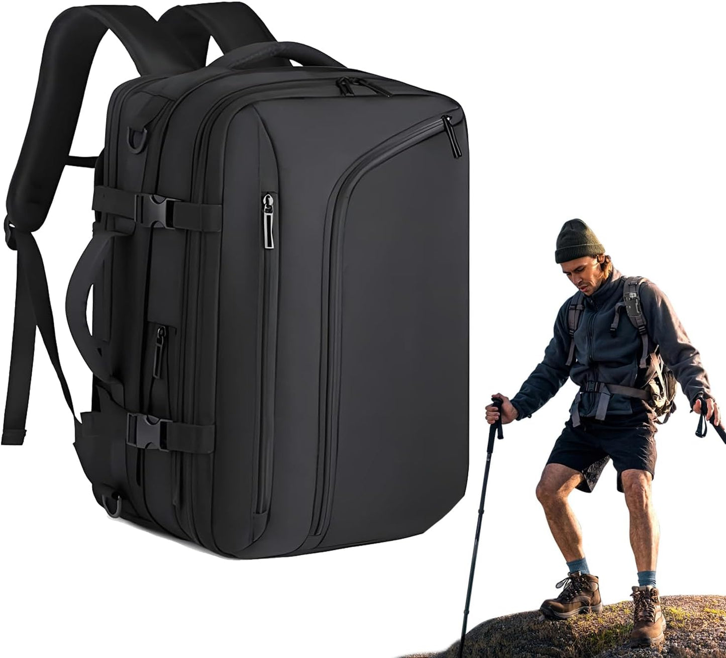 Vacuum Backpack Travel, Compression Packing Cubes, Waterproof Carry on Pack with Expandable and Waterproof Design or Long Term Clothing Storage and Business Trip