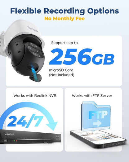 REOLINK 4K PTZ Security Camera System, IP PoE 360 Camera with Dual-Lens, Auto 6X Hybrid Zoomed Tracking, 355 Pan & 90 Tilt, Outdoor Surveillance, AI Detection, Trackmix PoE