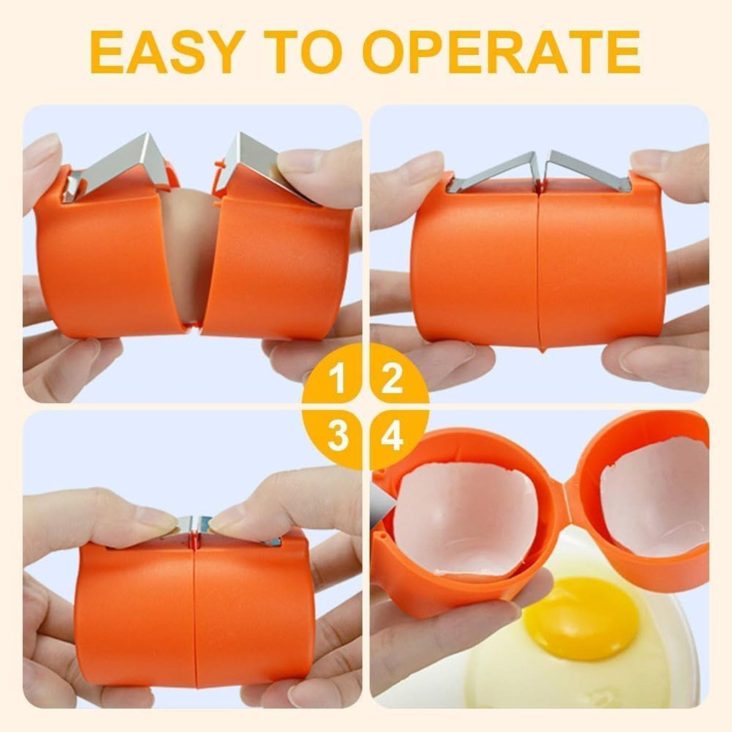 FOTN 3Pcs Egg Shell Opener, Egg Opener Tool, Egg Cracker Separator, Egg Peeler, Kitchen Gadgets for Cooking Camping (Orange, Pink, Yellow)