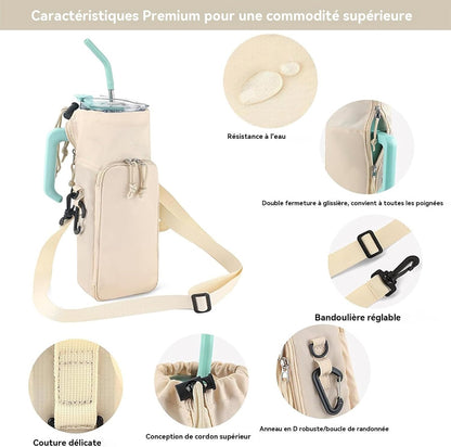 Bottle Carrier, Water Pouch, Magnetic Opening Storage Bag Outdoor Gear, Multifunction Drink Holder Phone Pocket Organizer, Strap regolabile per campeggio Beach Travel