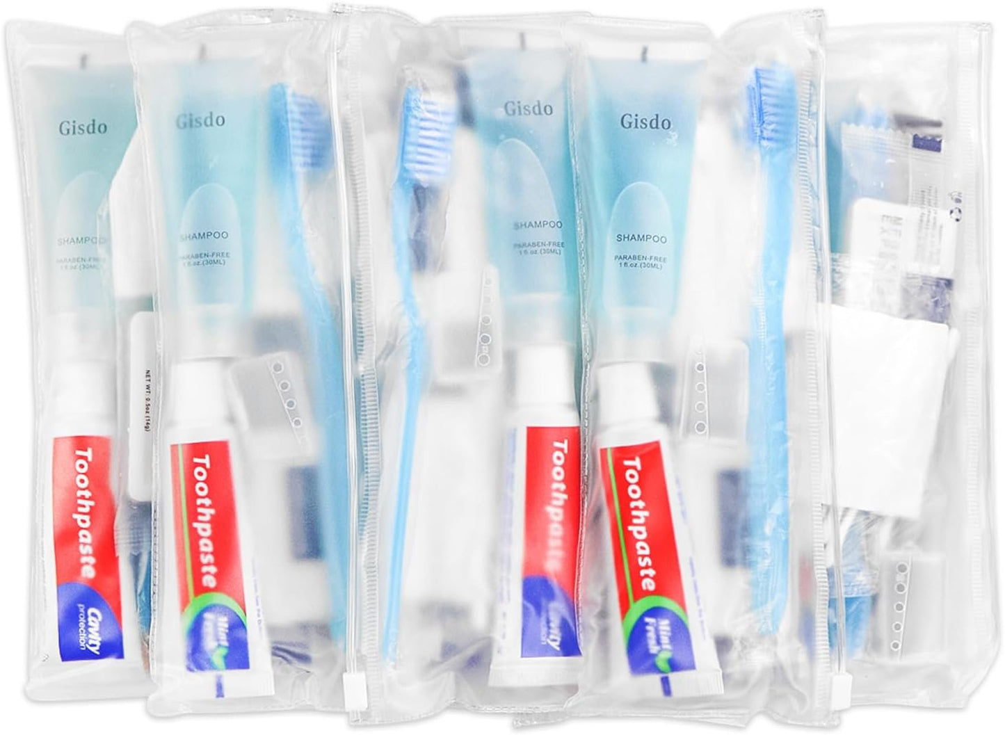 Gisdo Toiletry Kits Homeless Personal Hygiene Kit Bulk(10-IN-1), Blue, Pack of 30, 30 Set