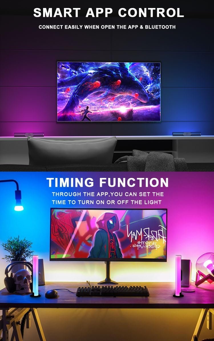 [Bum Pum] RGB Light Bar,RGBIC Gaming Light Bar, WiFi Intelligent LED Light bar and Used with Alexa and Google Assistantï¼ŒThe Computer Backlight is Used for Control of Movies,and Gamesï¼ˆ2 Pcs