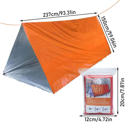Survival Tent - 2 Person Outdoor Camping Shelter | Lightweight and Waterproof Lifesaving Gear Tarp, Disaster Relief Sleeping Bag Thermal Sack Blanket for Hiking Fishing Outside Activities Emergencies