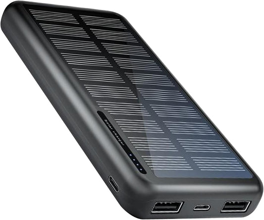 Portable Charger - 10000mAh Solar Cellphone Charger,Slim Charging Bank for Fishing Camping Travel Beach Flight College School Backpacking Car Festival