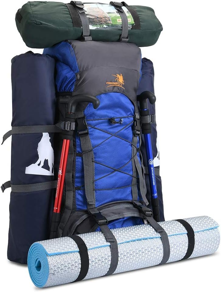 Bseash 60L Internal Frame Hiking Camping Backpack with Rain Cover, Outdoor Sport Travel Daypack for Climbing Touring