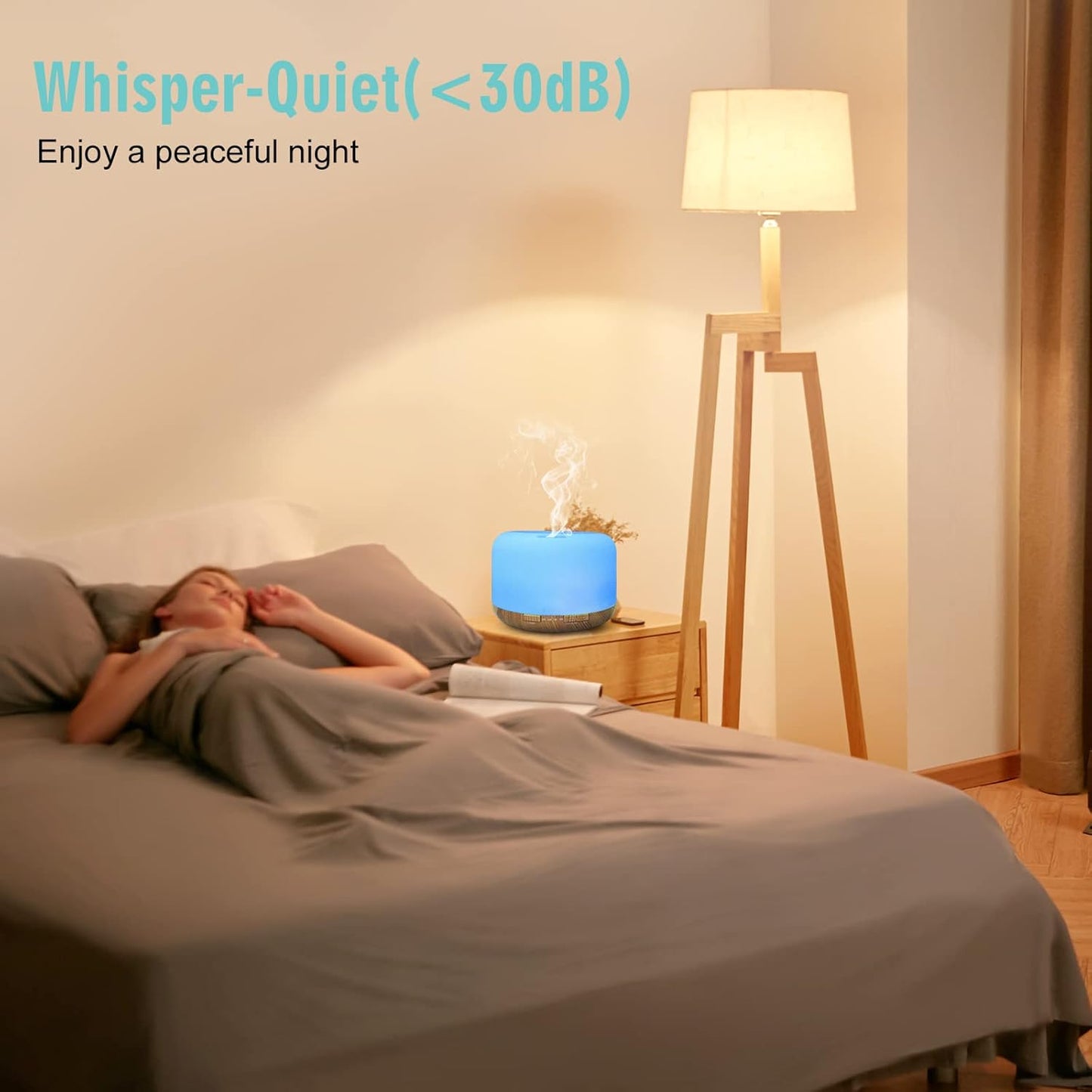 500 ml Essential Oil Diffuser, BPA Free, Silent Ultrasonic Humidifier with Remote Control, 4 Timer and 7 LED Colours – Automatic Shut-Off, Yellow