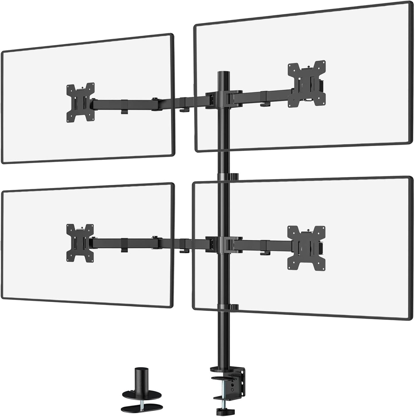 WALI Quad Monitor Desk Mount, 4 Monitor Stand Fits Heavy Duty Computer Screen up to 27 inch, Full Adjustable Monitor Arm Holds up to 22 lbs per Arm (M004), Black