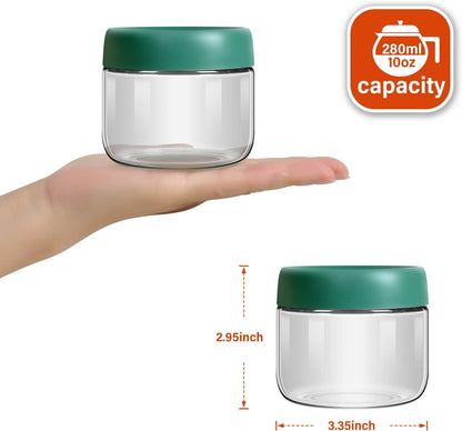 EONJOE 4-Pack 10oz Small Glass Jars with Lids Overnight Oats Meal Prep Salad Food Cereal Snacks Containers Pudding Yogurt Storage Airtight