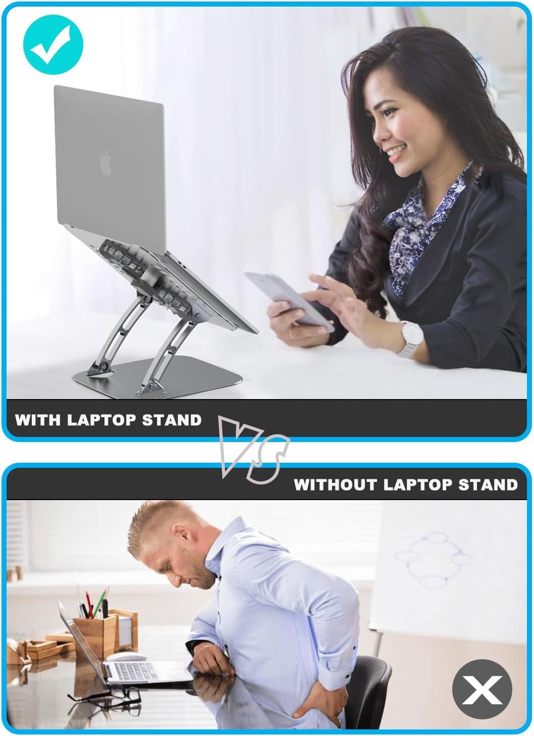 PHOCAR Laptop Stand with Cooling Fan, Laptop Cooling Pad, Adjustable Height Laptop Riser for Gaming Laptop, MacBook Air Pro, Dell, HP, ASUS, Lenovo, Xiaomi
