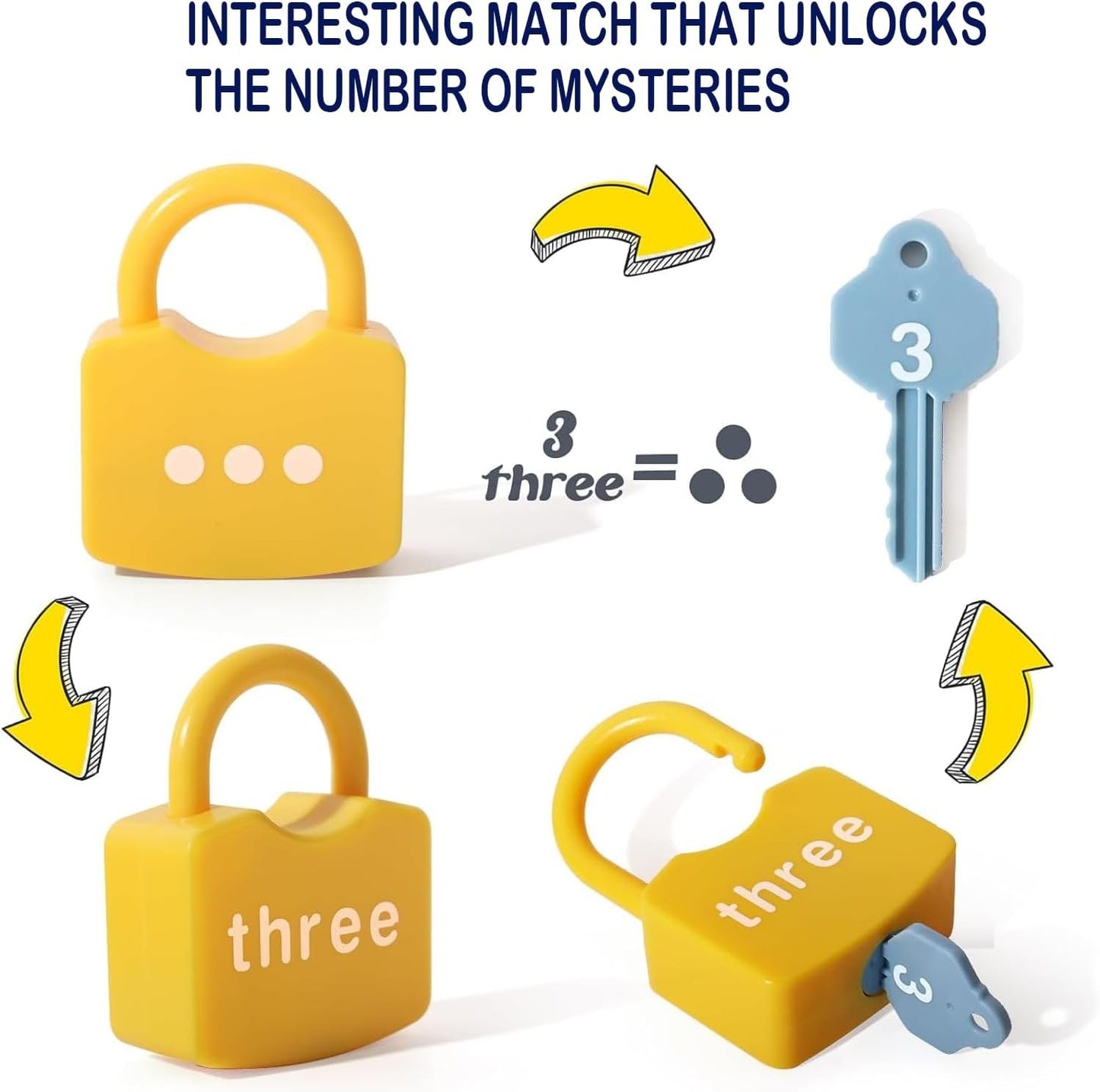 Misitti 20PCS Kids Learning Locks with Keys Numbers Matching & Counting Montessori Educational Toys for Ages 3 yrs+Math Manipulatives for Preschool Kindergarten Learning & Education