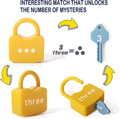 Misitti 20PCS Kids Learning Locks with Keys Numbers Matching & Counting Montessori Educational Toys for Ages 3 yrs+Math Manipulatives for Preschool Kindergarten Learning & Education