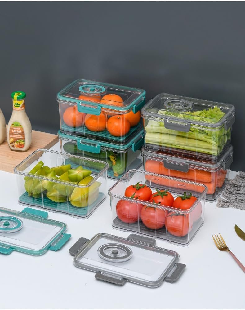 2.5 L High-Quality Food Grade Sealed Vacuum Containers Storage Box for Refrigerator, Comes with Hand Pump Top-Grade Food Grade Refrigerator Vacuum Box with Hand-Powered Sealing Pump