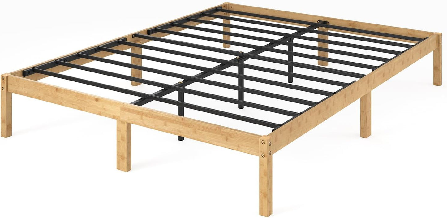 Zinus Queen Bed Frame, Bamboo Wood Base Bedroom Furniture Wooden Home Timber Frame