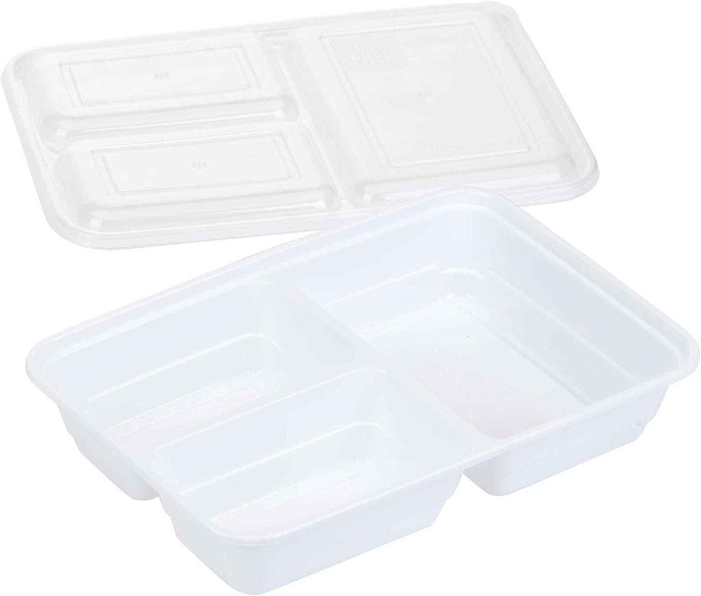 Good Cook Meal Prep, 3 Compartments BPA Free, Microwavable/Dishwasher/Freezer Safe, White