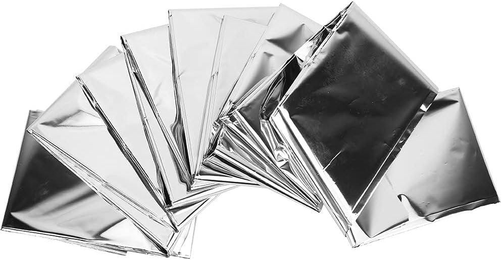 5PCS Outdoor Emergency Shelter Blanket Outdoor Reusable Emergency Blanket Survival Portable Tent for Outdoors, Hiking (Silver)