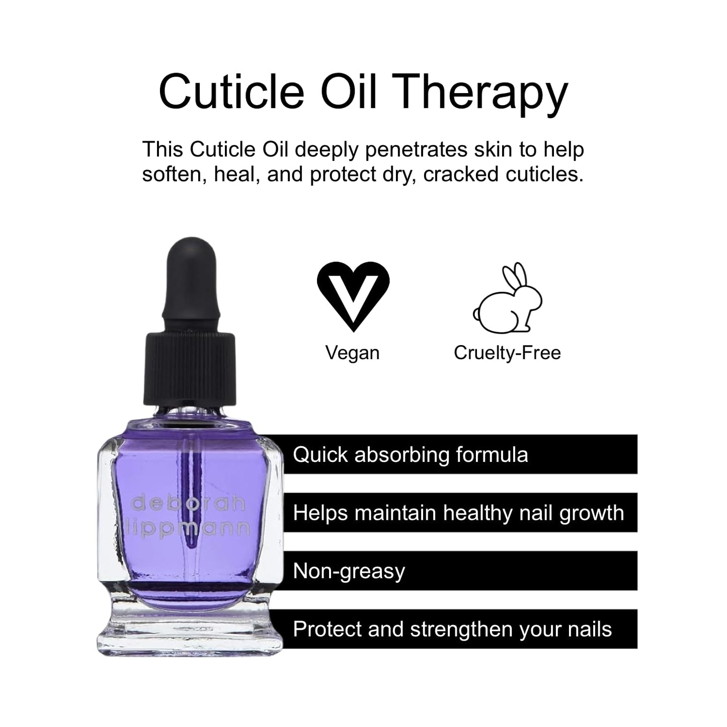 Deborah Lippmann Cuticle Oil, Hydrating Nail Care Treatment, Repair Dry Cuticles with Vitamin E and Coconut Oil, 0.50 Fl Oz