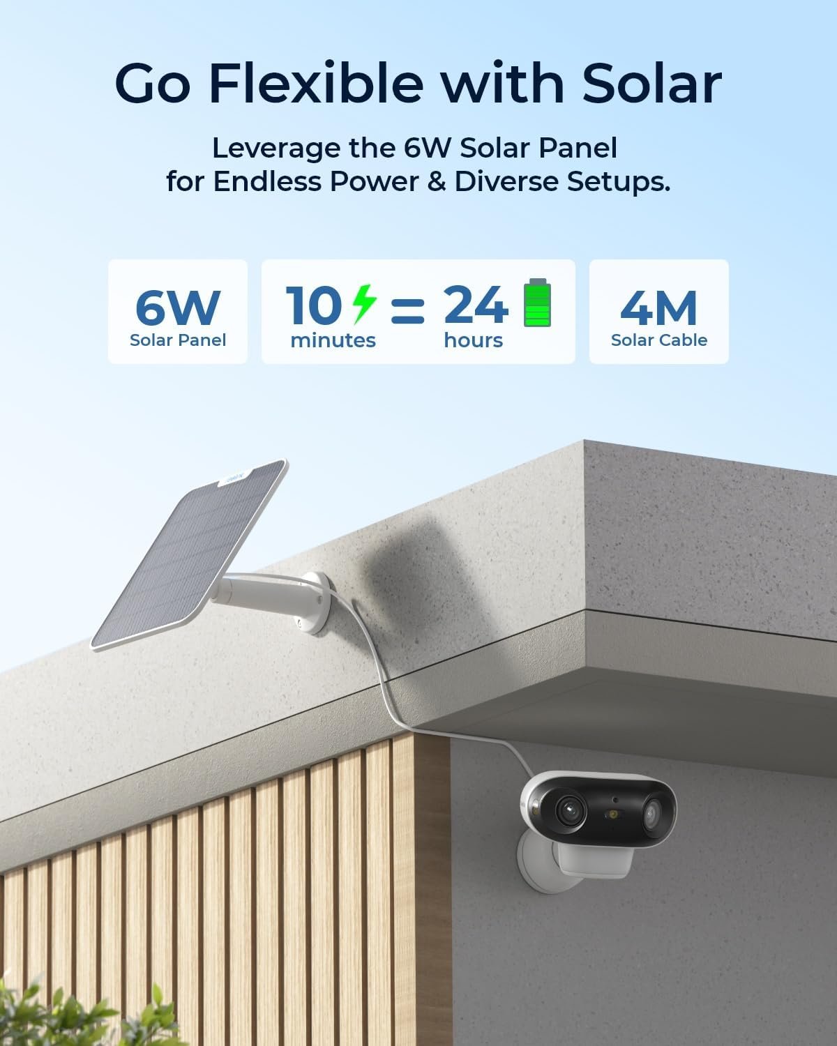 REOLINK 4K Solar Security Cameras Wireless Outdoor, 180Â° Blindspot-Free View, Spotlight Color Night Vision, Dual-Band Wi-Fi 6, Smart AI Detection, No Extra Fee, Argus 4 Pro+Solar Panel (ColorX Series)