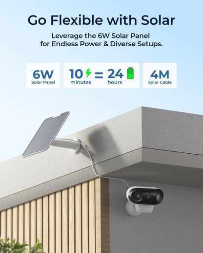 REOLINK 4K Solar Security Cameras Wireless Outdoor, 180Â° Blindspot-Free View, Spotlight Color Night Vision, Dual-Band Wi-Fi 6, Smart AI Detection, No Extra Fee, Argus 4 Pro+Solar Panel (ColorX Series)