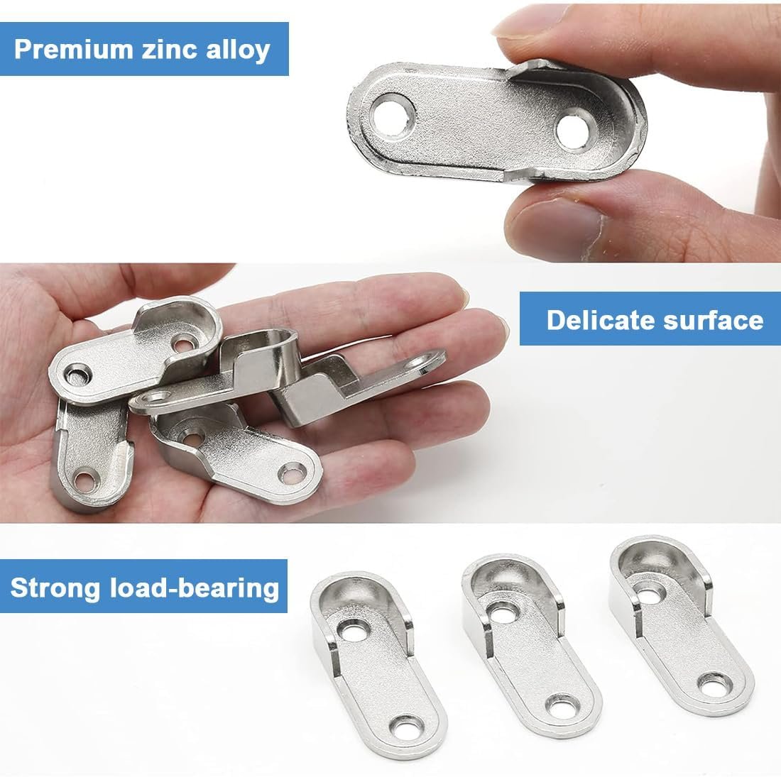 JEYORZY 4 x Wardrobe Tube Support, 16 mm Cabinet Rod Sockets, Interior Closet Accessories, for Rod End Rail for Curtains and Cabinets