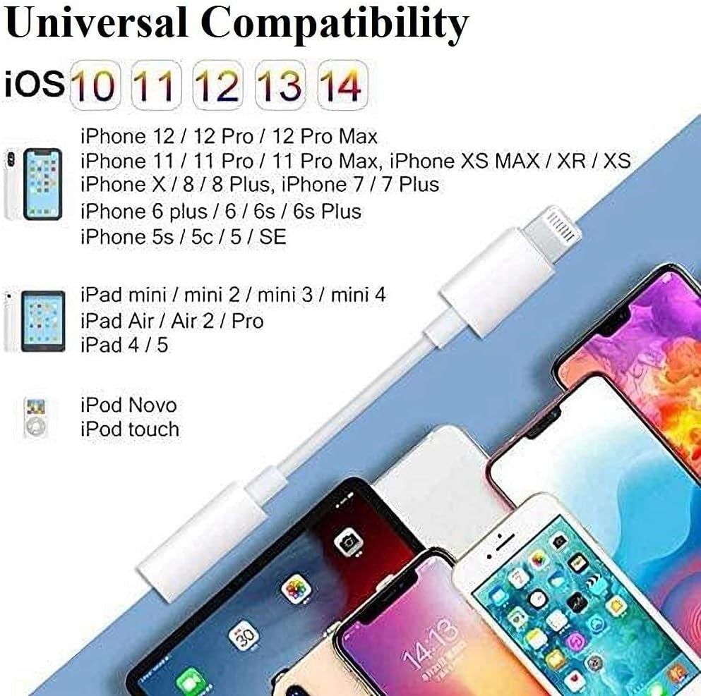 Lightning to 3.5 mm Headphone Jack Adapter, [Apple MFi Certified] 3 Pack iPhone 3.5mm Headphones/Earphones Jack Aux Audio Dongle Adapter Compatible for iPhone 14 13 12 11 XS XR X 8 7, Support All iOS