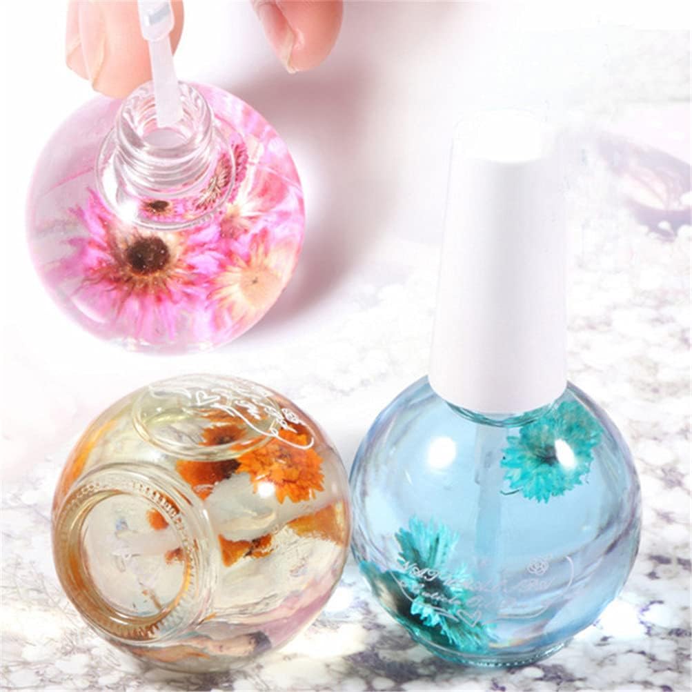 LILOVE 6 Bottle 15 ml Nail Nutritional Cuticle Oil Dried Flowers Softener Remover Flower Flavor DIY Nail Art Care Nail Nutrition Oil