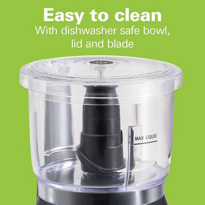 Hamilton Beach Electric Vegetable Chopper & Mini Food Processor, 3-Cup, 350 Watts, for Dicing, Mincing, and Puree, Black (72850G)