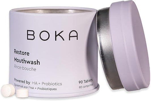 Boka Travel Size Mouthwash Tablets - Hydroxyapatite, Fluoride Free & Alcohol Free - Chewable Tablets to Freshen Breath, Kill Odor Quickly & Helps Remineralize Teeth - (90 Pcs, Mint)