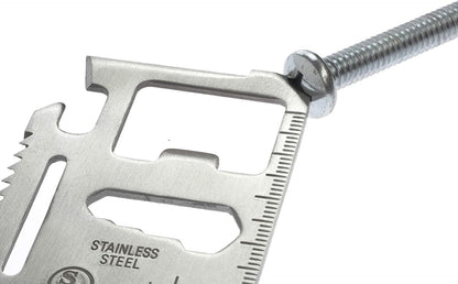 Credit Card 11-in-1 Survival Pocket Tool, Multi Function Portable Outdoor Thickened Stainless Tool, Multipurpose Bottle Opener, Can Opener, Lock pick (10 PCS)