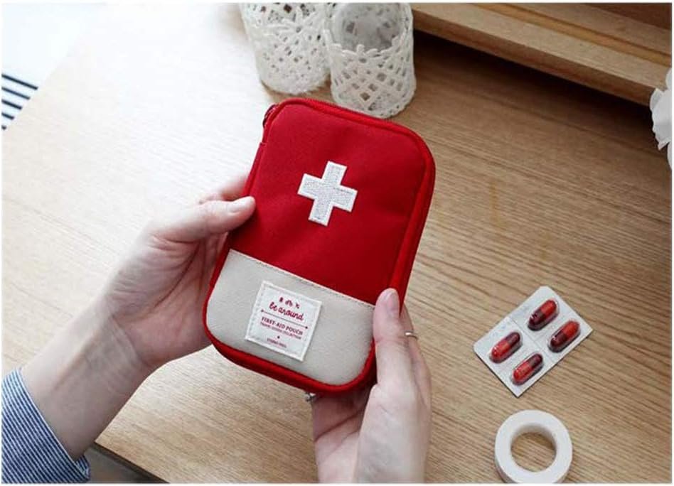 iMapo Portable Mini First Aid Kit, Empty Travel Medicine Bag, Small Medical Organizer Storage Pouch, Pill Drug Package Container for Outdoor Activities Sports Camping Hiking Emergency - Blue