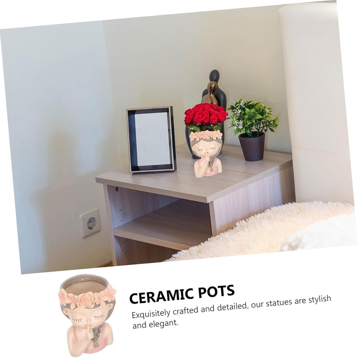 BESPORTBLE Home Decor Flower Pot Girl Portrait Gadget Home Objects Home Outdoor Planter Pots Plants Pots Plants Porch Statue Plant Bonsai Pot Succulent Ceramic
