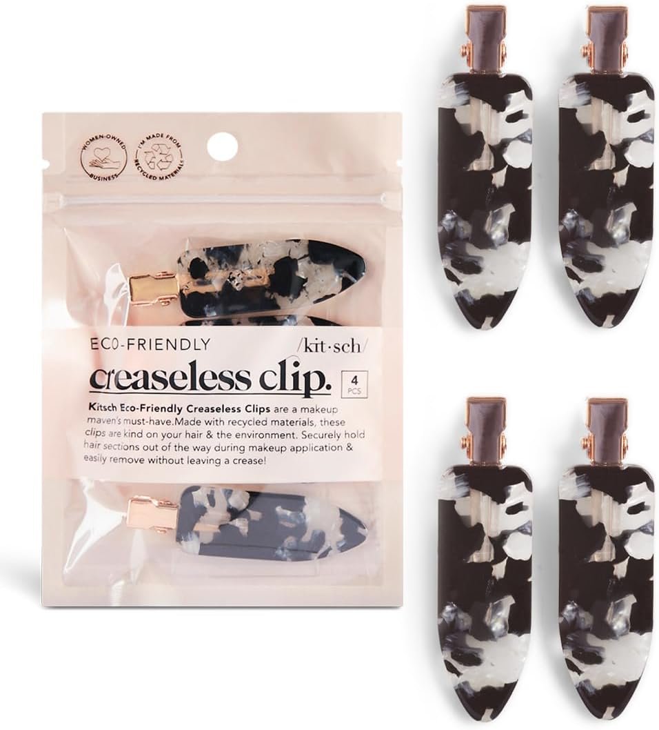 Kitsch Creaseless Hair Pins, No Crease Clips for Makeup and Styling, Stylish Pin Curl Clips, 4pc Set