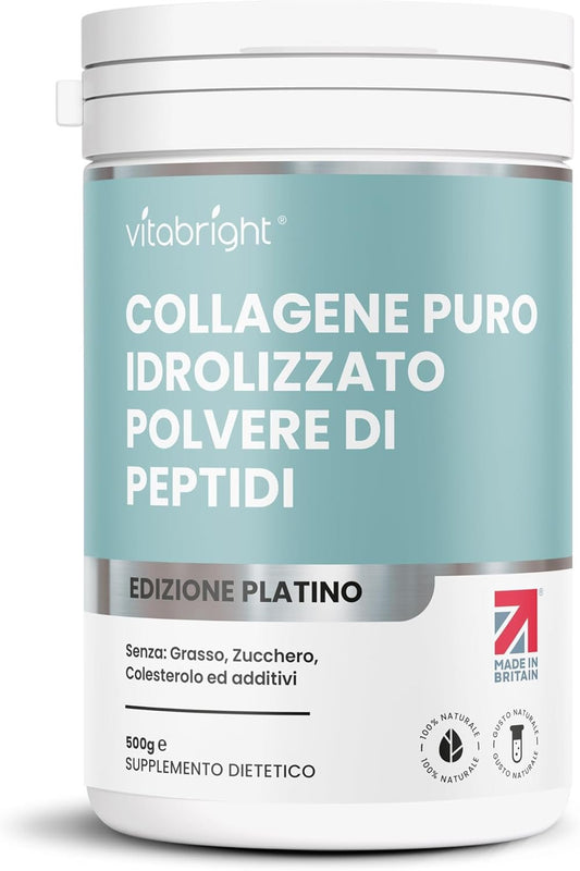 Collagen Supplement Powder 500 g/50 Doses, Hydrolyzed Collagen Peptides Grass Fed, Collagen Drink For Skin/Hair/Bones/Joints (Colagenic Woman) Collagen VitaBright / Collagen Powder