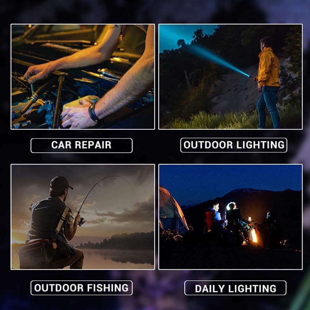 Clearhill High Power 1000 Lumen Tactical Flashlight - USB Rechargeable, 5 Modes, Waterproof, Ideal for Emergency, Outdoor, Camping (Black)