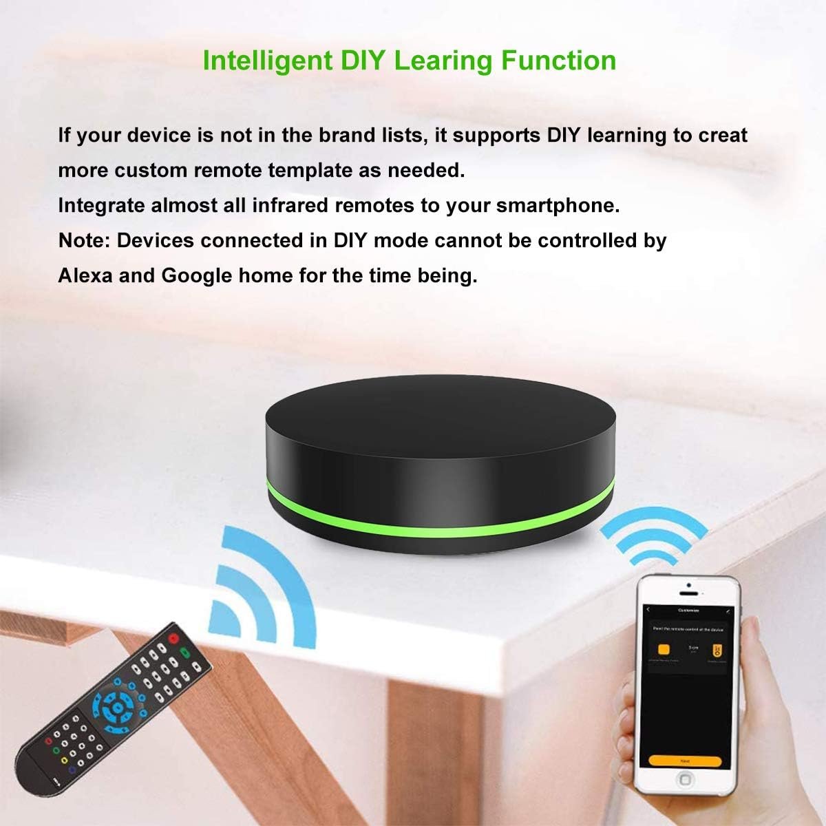 Smart IR Remote Control Hub WiFi Infrared Universal Remote Control IR Blaster Smart Home Automation Compatible with Alexa Google Home