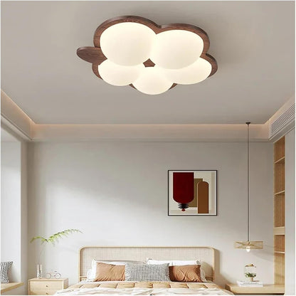 Generico Modern LED Chandeliers for Children's Rooms Nursery Boys and Girls Creative Cloud Ceiling Lamp Walnut Wood Colour Smart Lighting