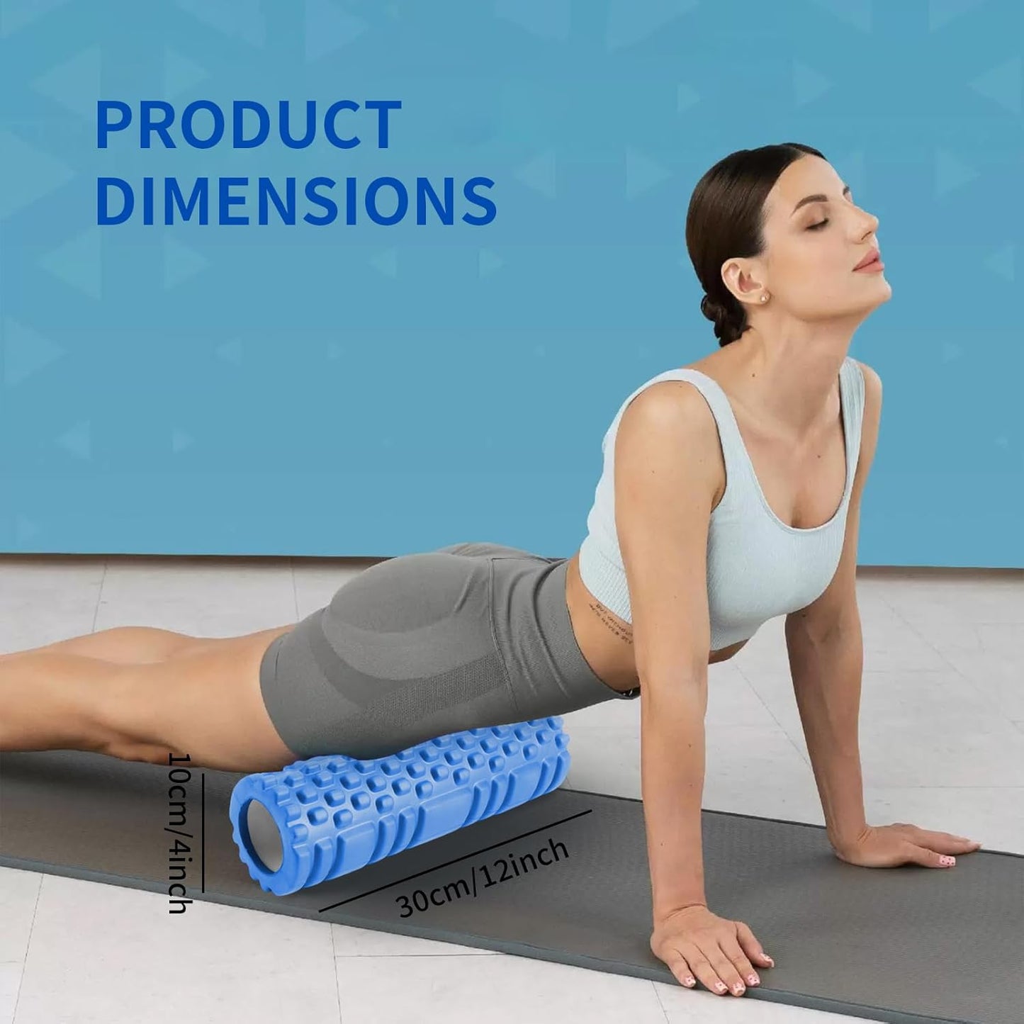 oolong High-Density Foam Roller for Deep Tissue Massage, Muscle Recovery & Myofascial Release – Portable Gym, Yoga, Fitness Therapy Roller for Back, Legs, Shoulders (Blue)