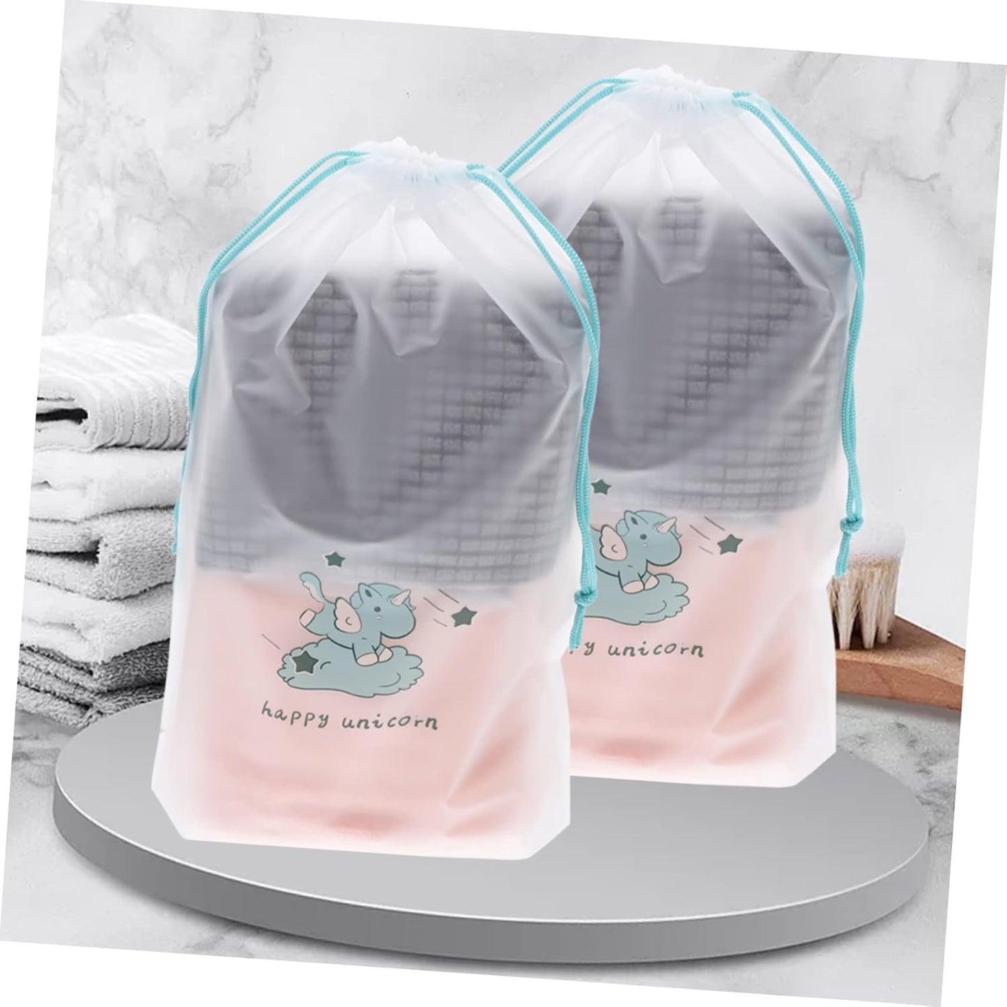 HAPINARY 20pcs Drawstring Bags for Clothing Organization Travel Luggage Packing Durable Unicorn Design for