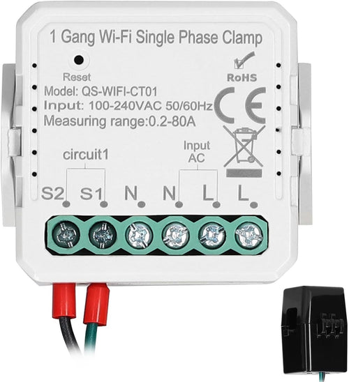 zolyet WiFi 2 Gang 80A Single Phase Clamp Solar PV Bidirectional Two Way Energy Meter Mobilephone APP Control t Transformer Schedule Timer Home Automation Multicolor Wifi 1 Gang Single Phase Clamp