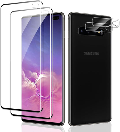 2 Pack Screen Protector for Samsung Galaxy S10 Plus 2 Pack Camera Lens Protector, 3D Tempered Glass Film, Ultra HD 9H Hardness Case Friendly Anti Scratch Ultra Resistant Shatter Protection