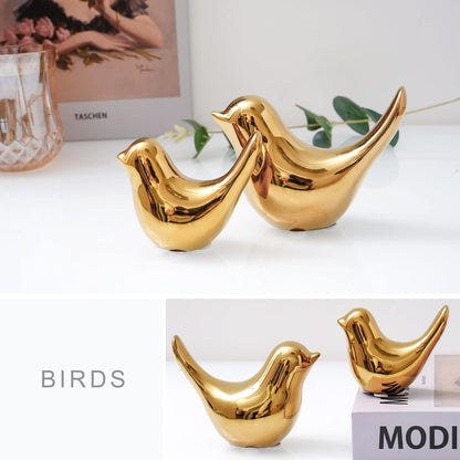 Notakia Small Birds Statues Home Decor Modern Style Birds Decorative Ornaments for Living Room, Bedroom, Office Desktop, Cabinets (2Pcs Gold)