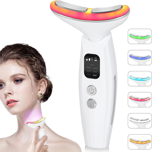Yakiter Face Neck Massager, 7 in 1 Portable Neck Facial Beauty Device, Facial Neck Massager with 7 Modes for Skin Routine Care