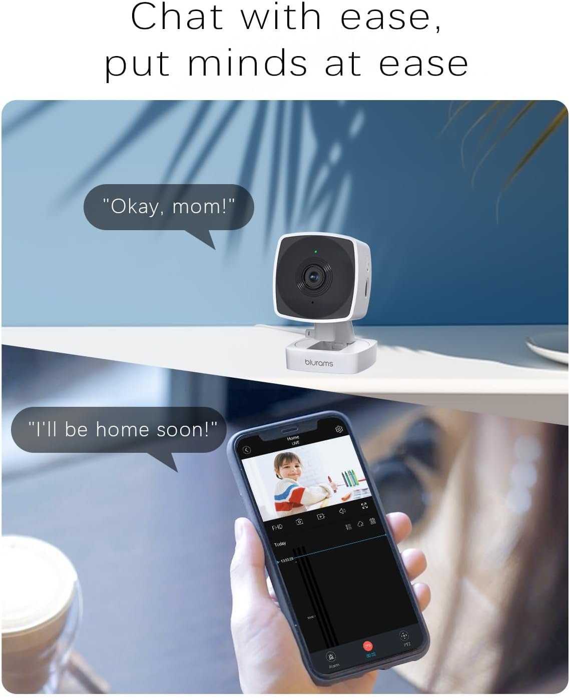 blurams 5GHz Cameras for Home Security, 2K Security Camera Indoor, Pet Camera with Phone App, Indoor Camera w/AI Motion Detection, 2-Way Audio, Compatible with Alexa&Google Home, WiFi 6
