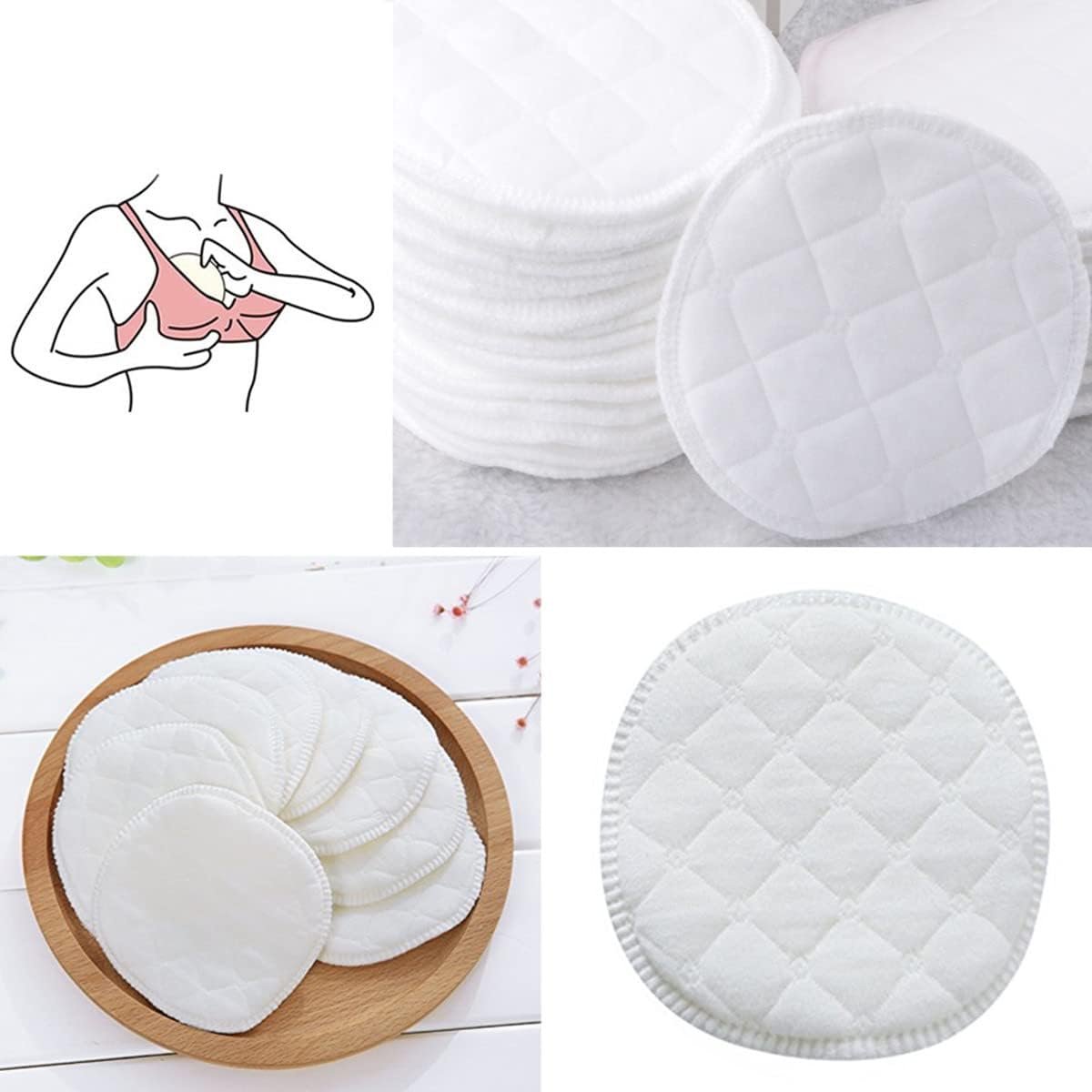 LapangZi Reusable Breast Pads for Breastfeeding 12 Pack Organic Washable Nipple Pads Nursing Pads Cotton Highly Absorbent Postpartum Essentialsï¼ˆ 3.74 * 3.74inch/9.5 * 9.5cmï¼‰