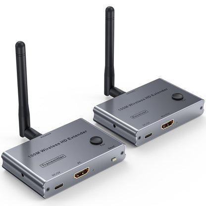 4K Wireless HDMI Transmitter and Receiver, 100m/328FT 5G Wrieless HDMI Extender Kit for Streaming Video and Audio to Monitor from Laptop/PC/TV