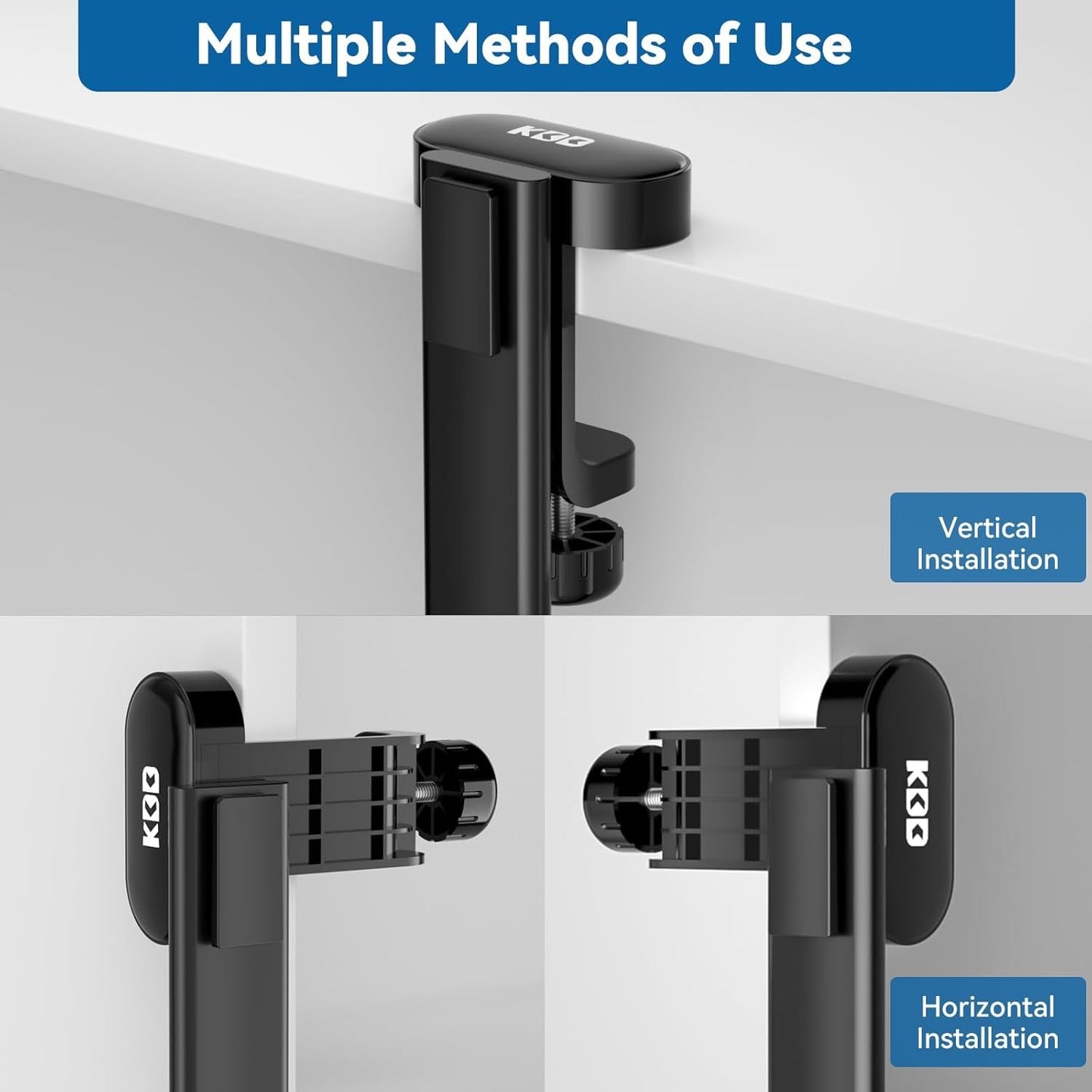 KDD 2 in 1 Headphone Hanger with Desk Cup Holder - Under Desk Clamp Rotatable Headset Holder - Suitable for Coffee Mups, Water Cups, Headphone(Black)